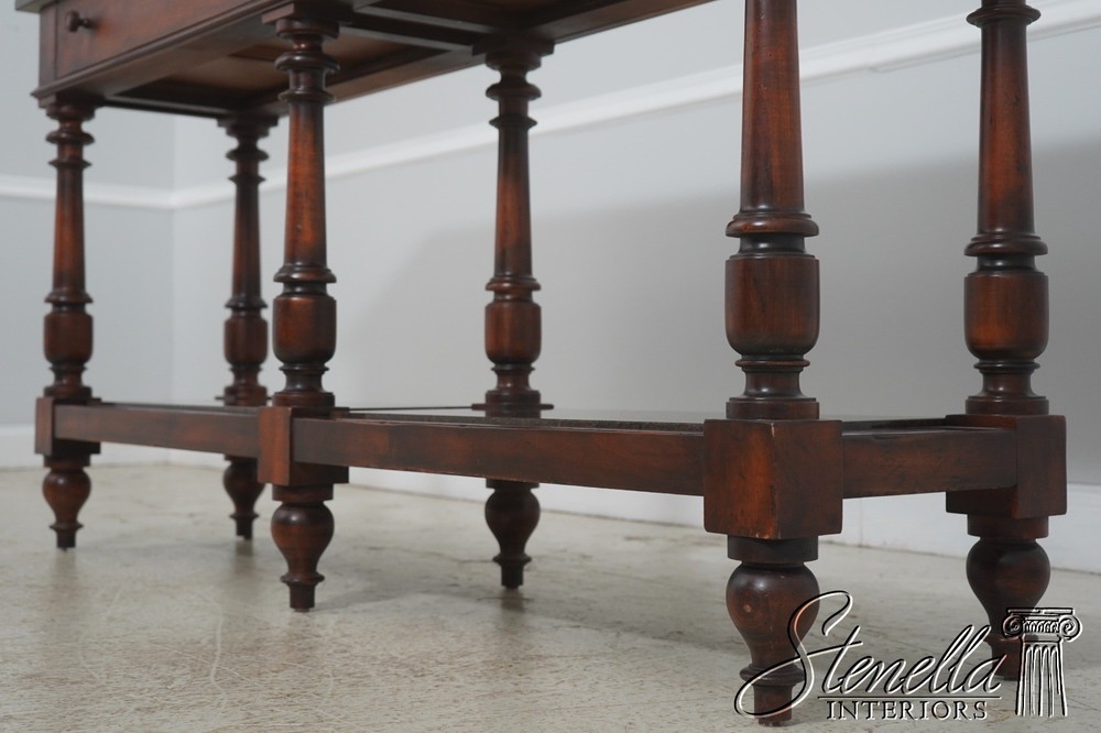 71957: HENREDON Acquisitions Walnut Finish Marble Top Server Console Table