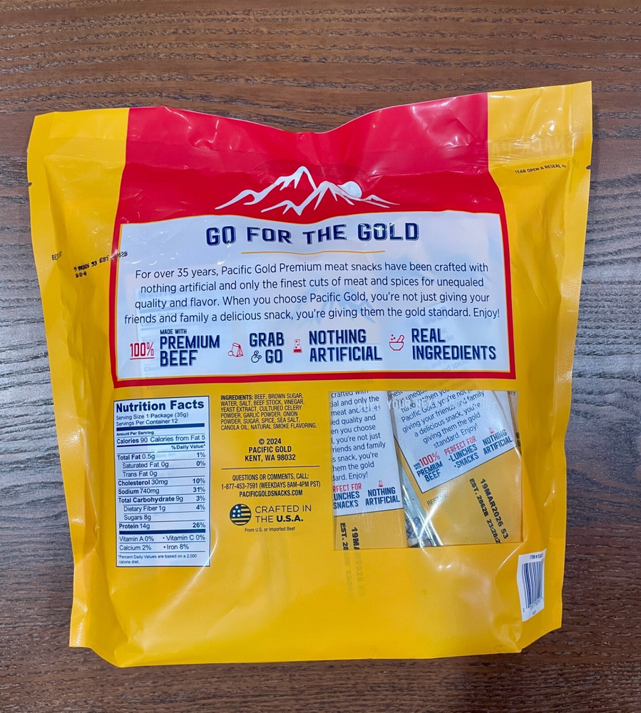 2-PACK New Pacific Gold Original Beef Jerky Multi Pack 12 ct, 15 oz Each pack