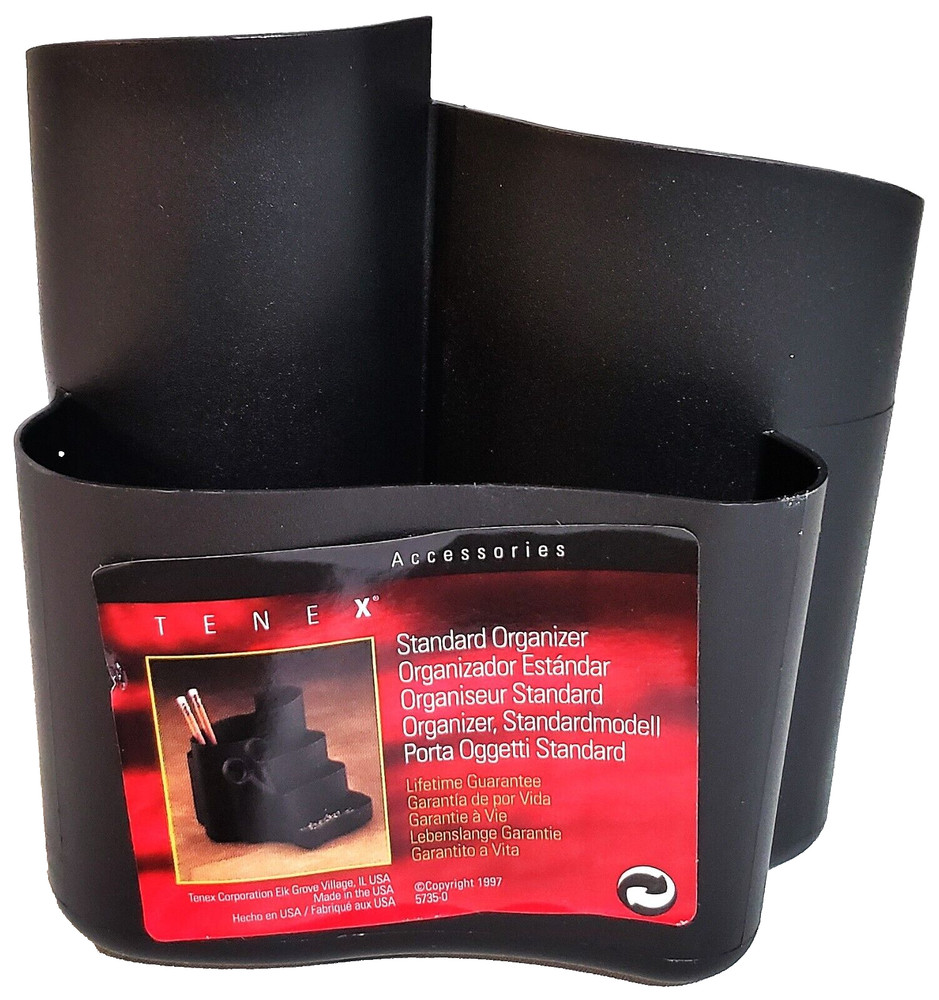 Tenex Desk top Organizer, 6 Compartment, black plastic