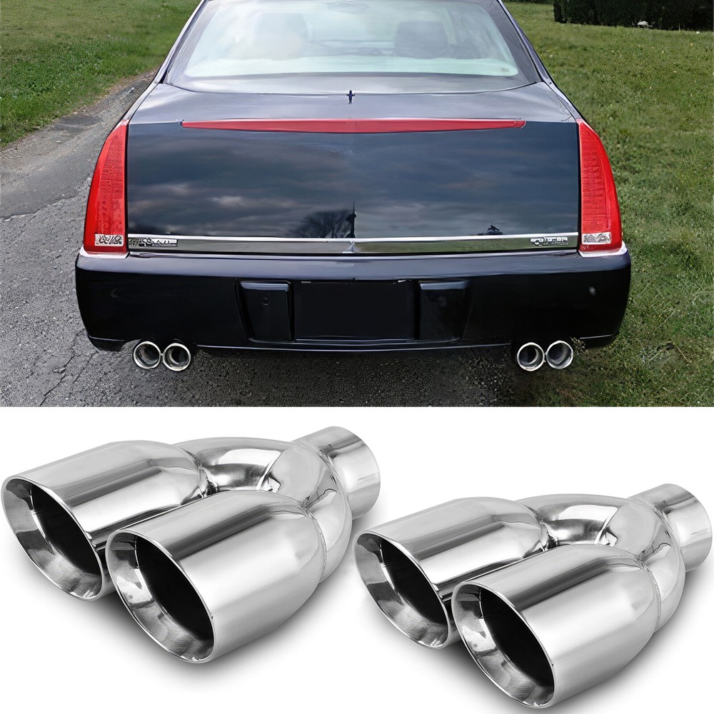 For Cadillac CTS DTS Deville Eldorado 2.5" In Dual Exhaust Pipe Tip Double Wall