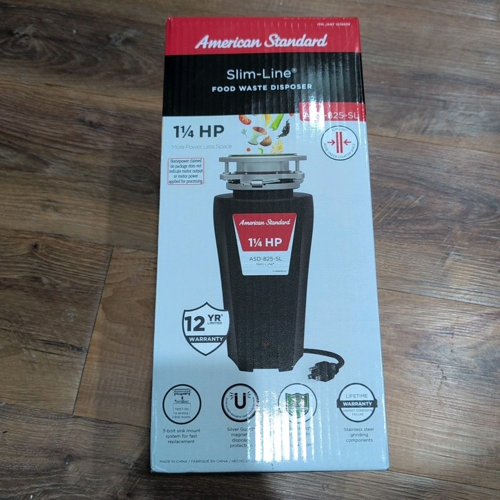 American Standard Slim Line 1.25HP Food Waste Disposer ASD-825-SL (Black) New ✅