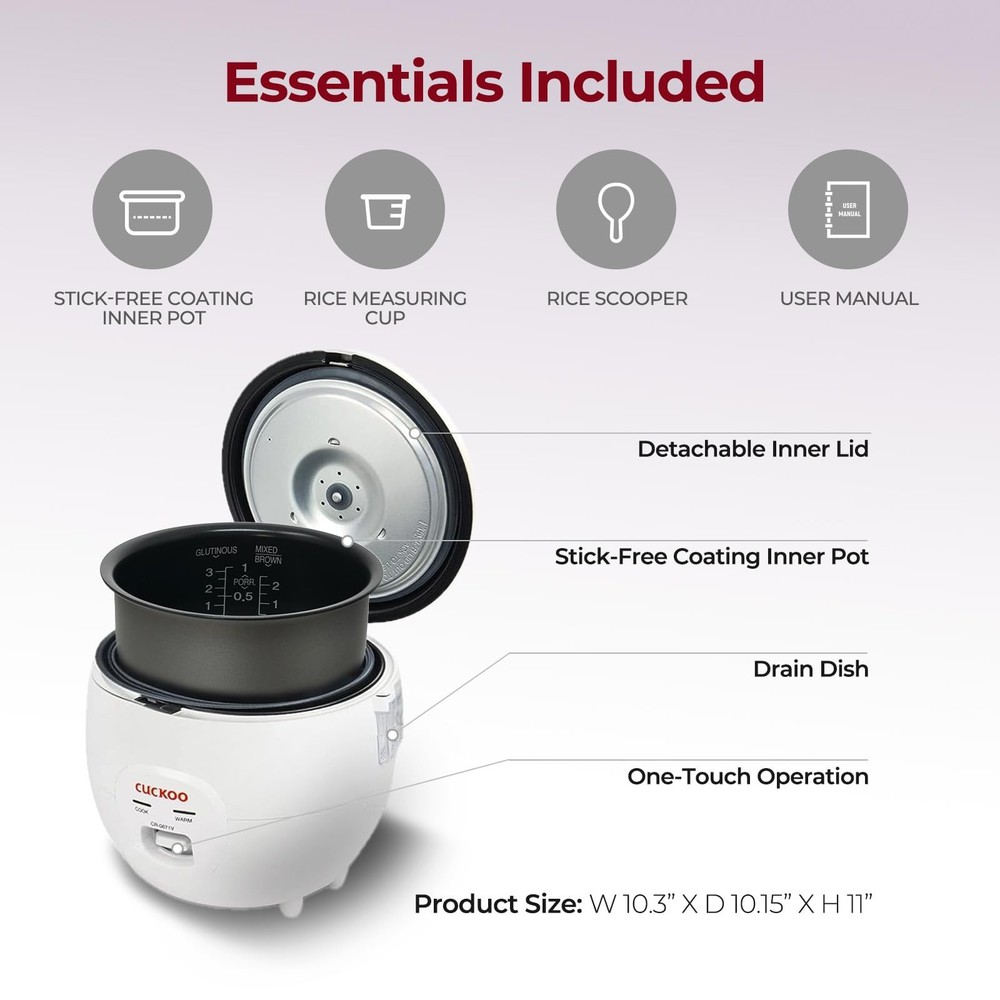 Basic Rice Cooker 6-Cup Uncooked / 12-Cup Cooked, Versatile Rice Maker with N...
