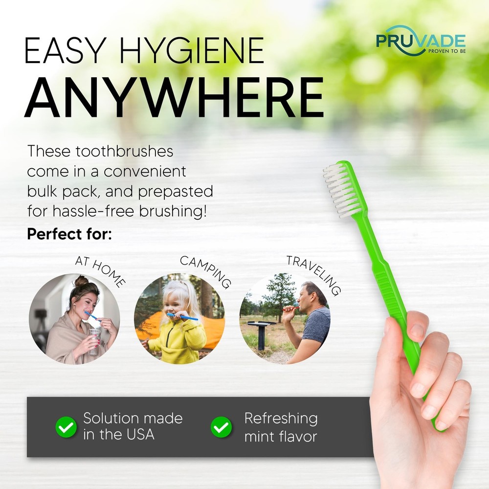 100 Pack Disposable Toothbrushes with Toothpaste Built In | Mint Prepasted To...