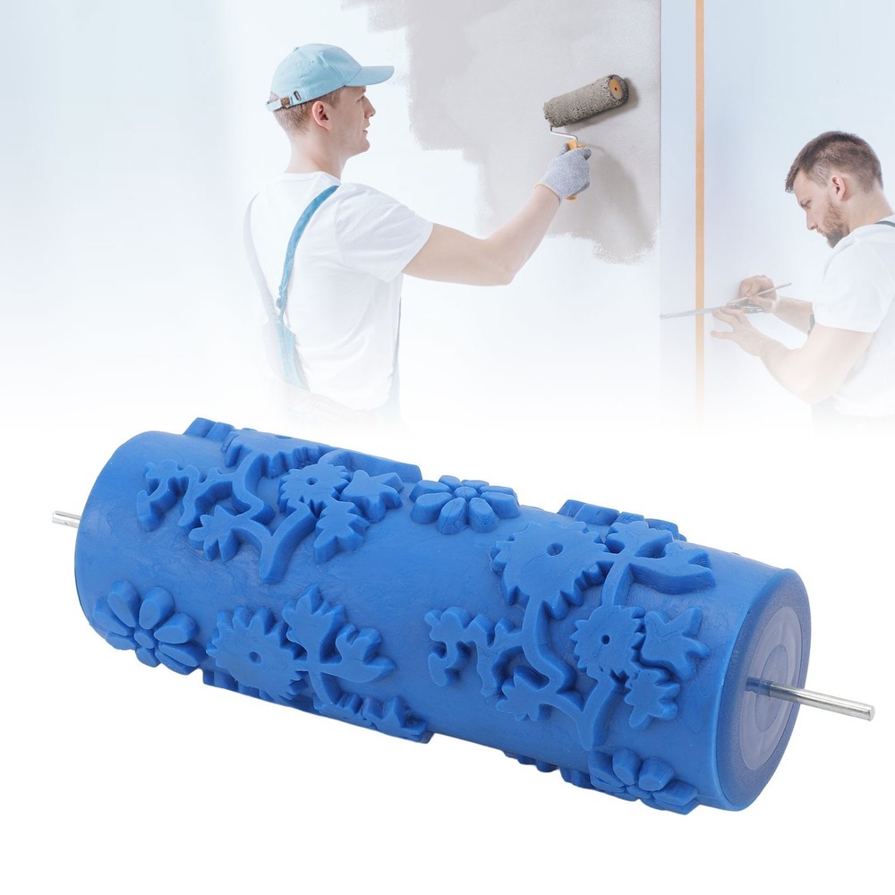 Pattern Paint Roller 5 Inch Flower Design Rubber Decorative Texture Roller