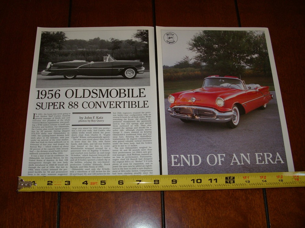 1956 OLDSMOBILE SUPER 88 CONVERTIBLE ORIGINAL 1995 ARTICLE