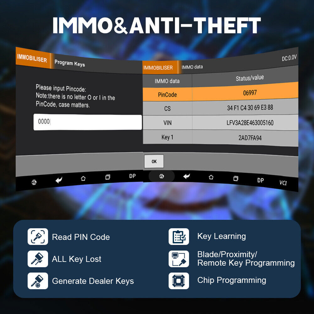 ANCEL Car Odometer Correction Tool Key IMMO program OBD2 Diagnostic Scanner