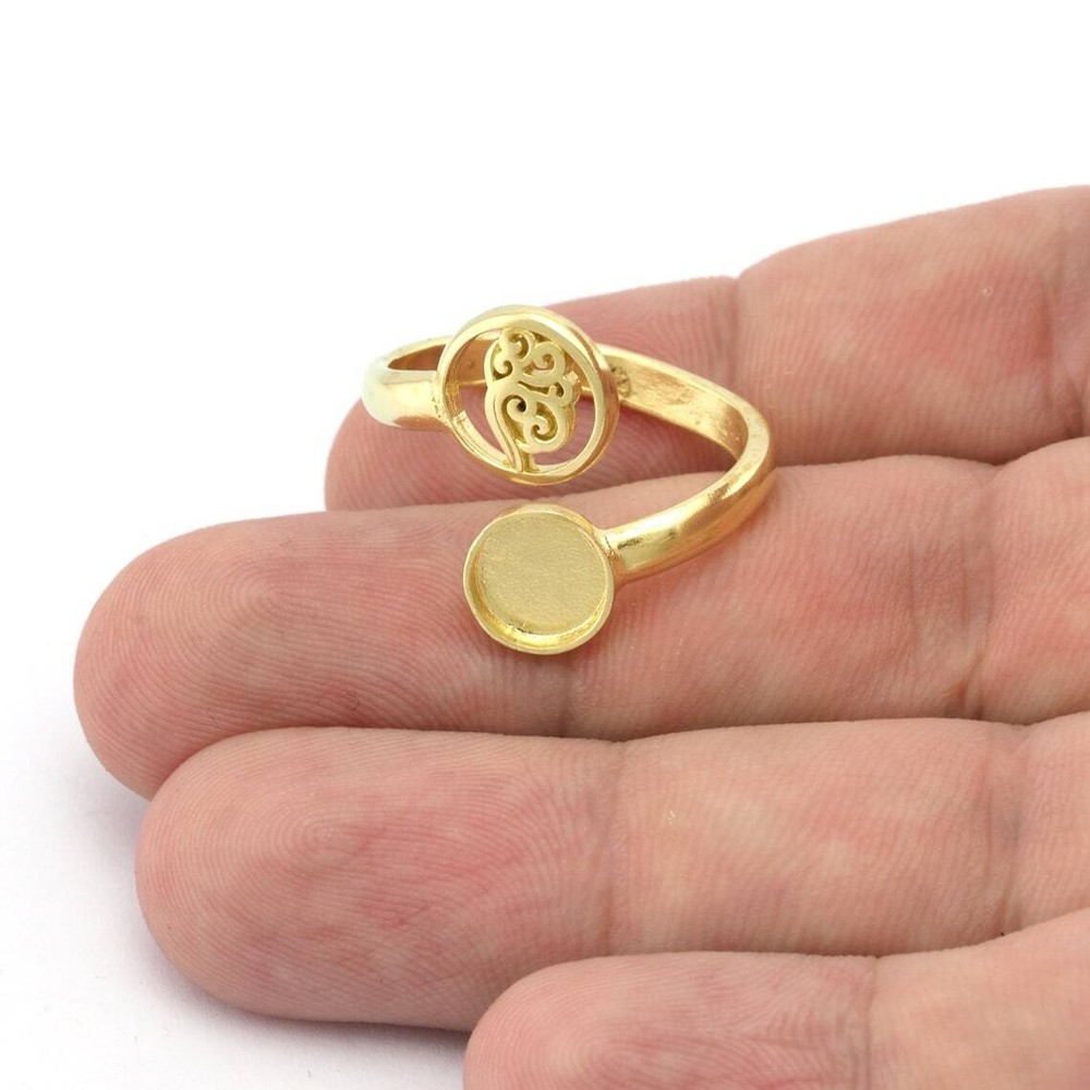 Air Four Elements Band Ring , Bezel Setting Blank Raw Brass, Antique Silver,5457
