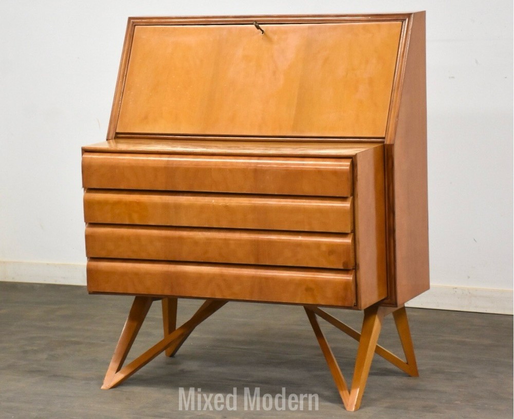Italian Modern Birch Secretary Desk