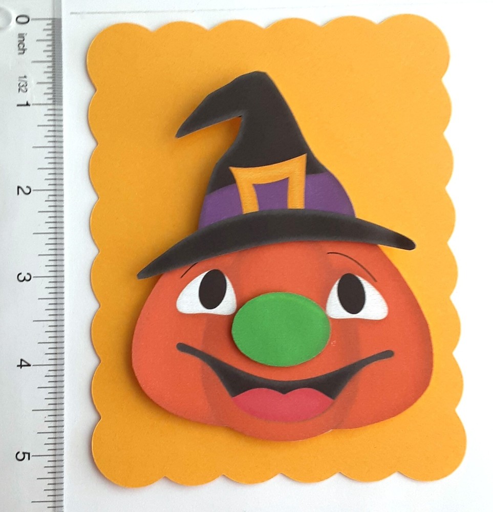 Jack o' Lantern  Halloween Dimensional Card Front Scrapbook Embellishment 445
