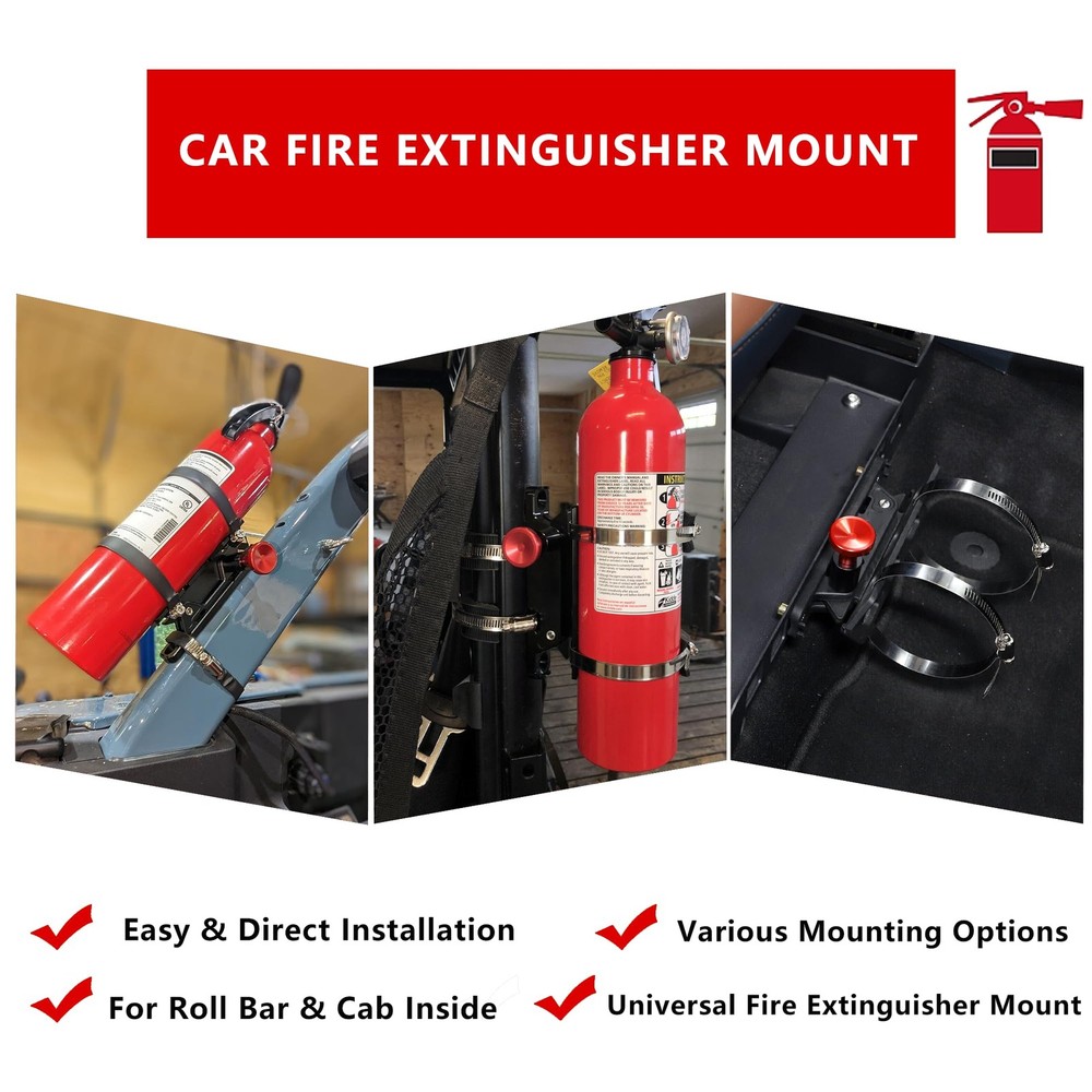 Quick Release Fire Extinguisher Mount Aluminum Adjustable UTV Roll Bar Fire Exti