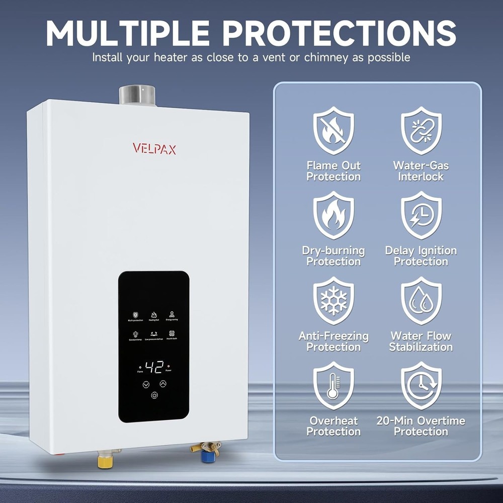 Natural Gas Tankless Water Heater, 4.21GPM 16L Indoor,Instant Hot Natural Gas...