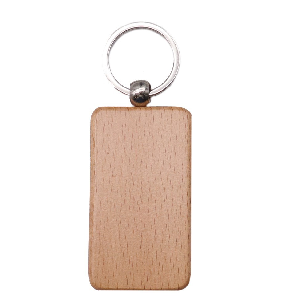 10 Pcs/pack Rectangle Blank Wood Keychain Diy Custom Wood Key Chains Key Tags