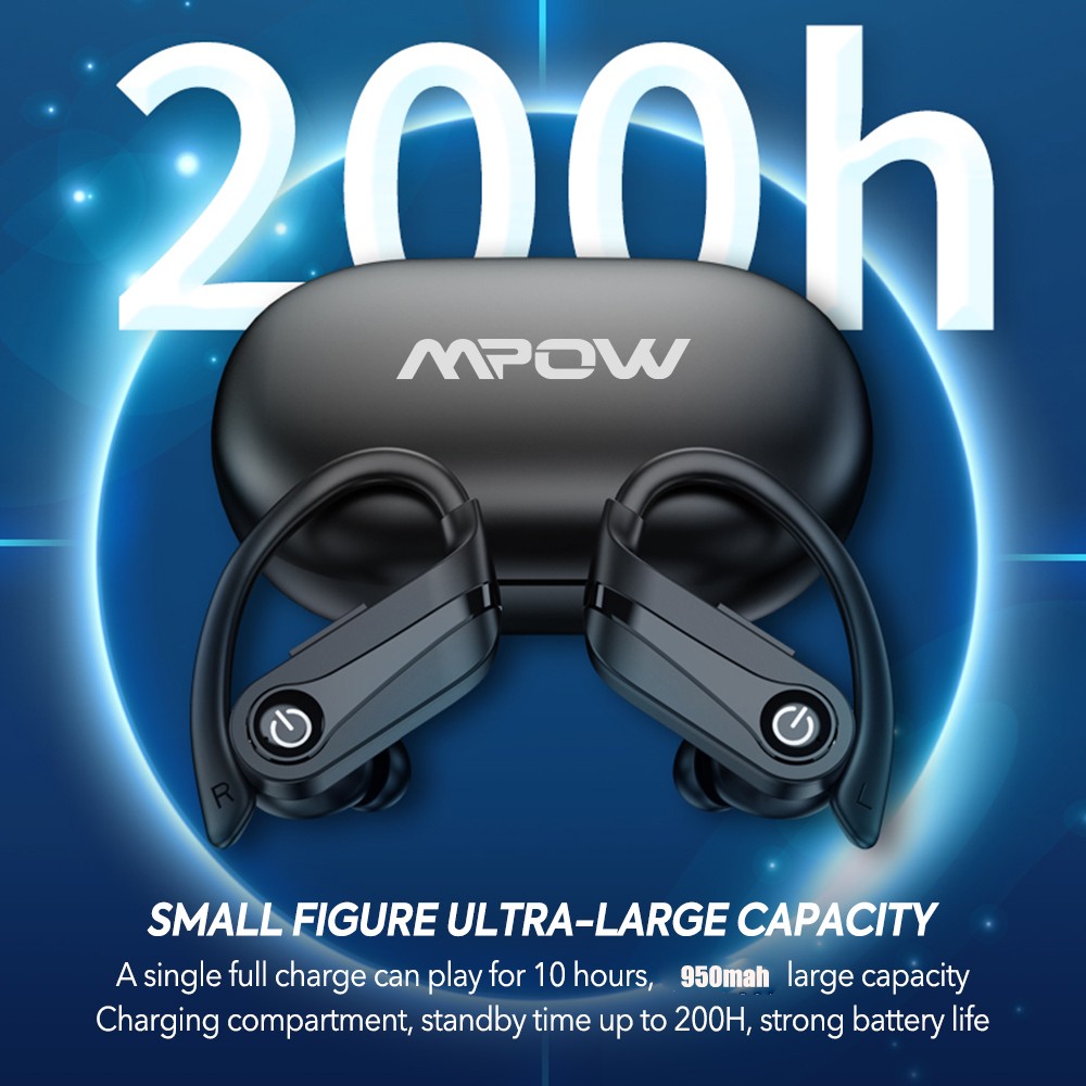 Mpow Bluetooth 5.3 Headset TWS Wireless Earphone Ear Hook For All Phone Android