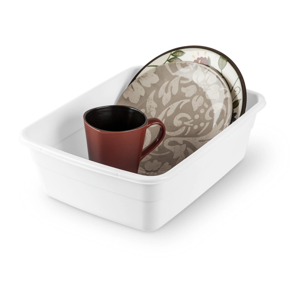 (2 pack) Sterilite 8 Qt. Dishpan, Multi-Purpose Plastic Wash Tub, White