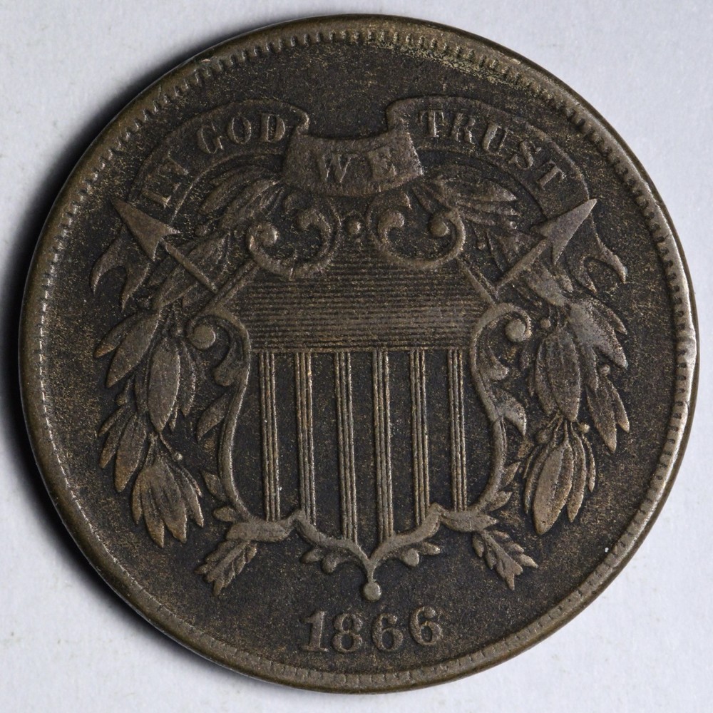 1866 Two Cent Piece XF E259 TIEE