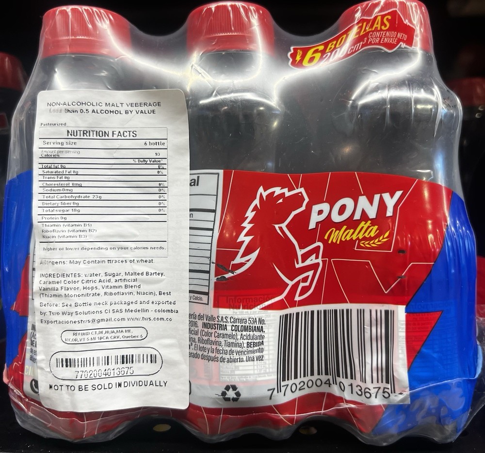 Pony Malta 6 Pack Plastic Bottle From Colombia 🇨🇴