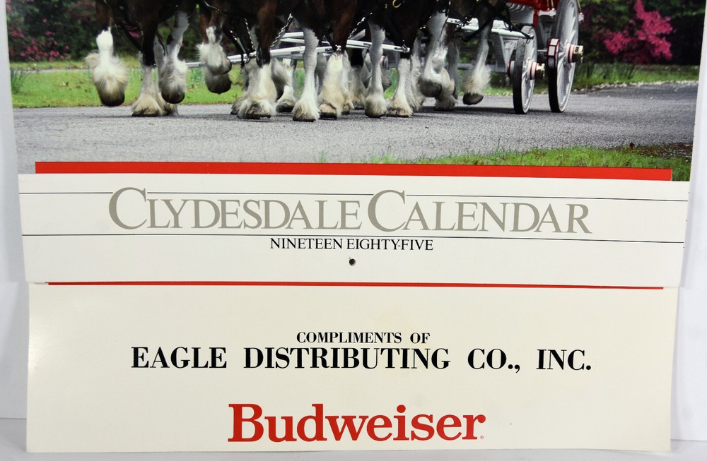 1985 Budweiser Beer Clydesdale Calendar Anheuser Busch Eagle Distributing
