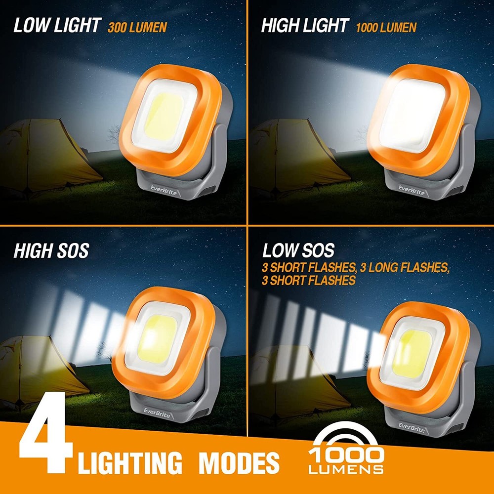 EverBrite 1000 Lumens Rechargeable Work Light Orange/White/COB Work Light 3Modes