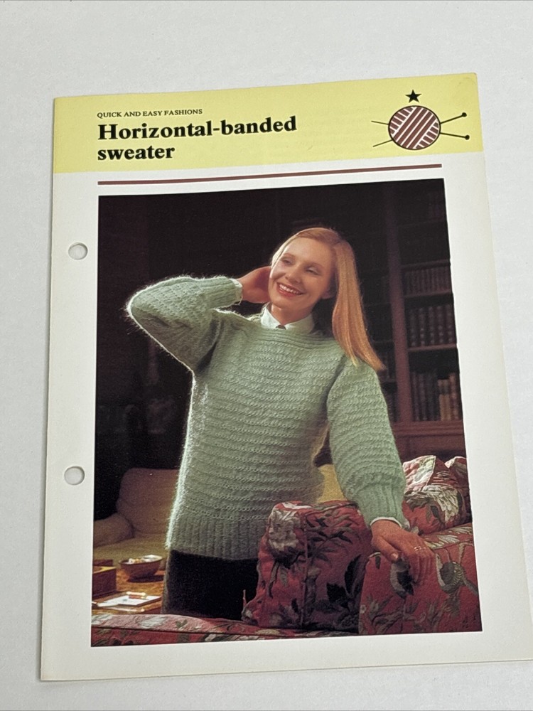 Horizontal Banded Women's Sweater Knitting Pattern Card