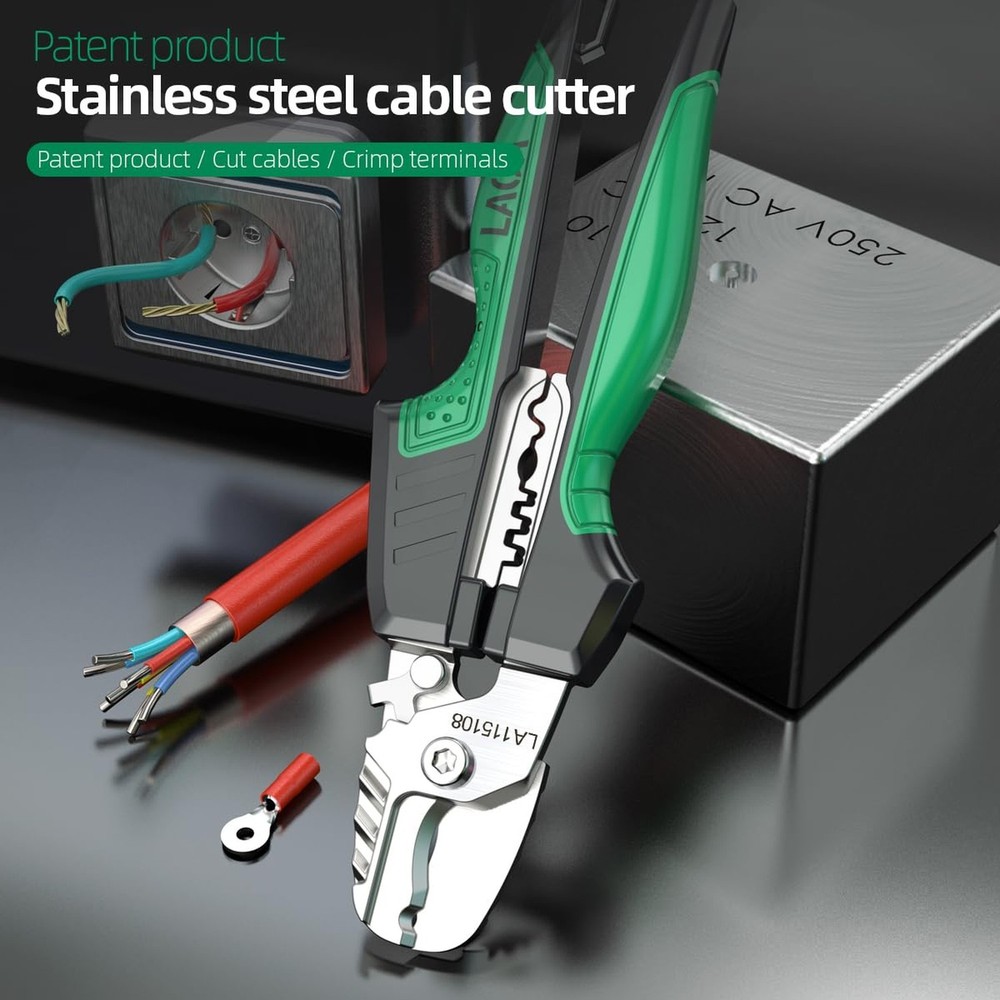 LAOA Stainless Steel Cable Cutter - 8in Professional Multi-Function Wire Cutt...