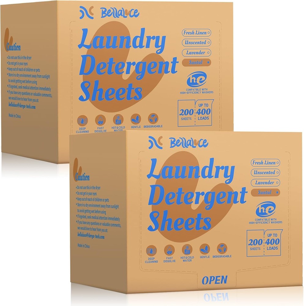 BellaLuce Laundry Deternt Sheets - 800 Loads Boys Santal Laundry Sheets