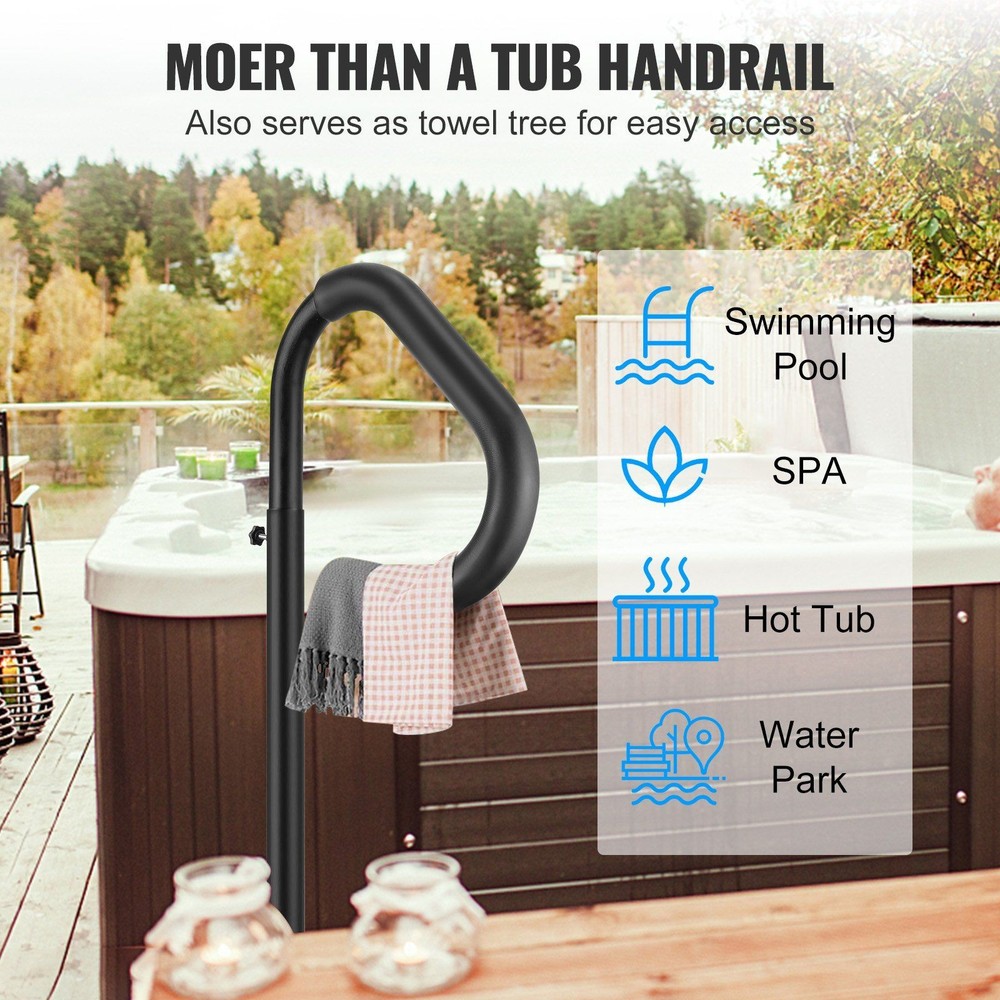 600lb 360° Rotatable Handrail 48-63in Adjustable Rust-Proof Aluminum