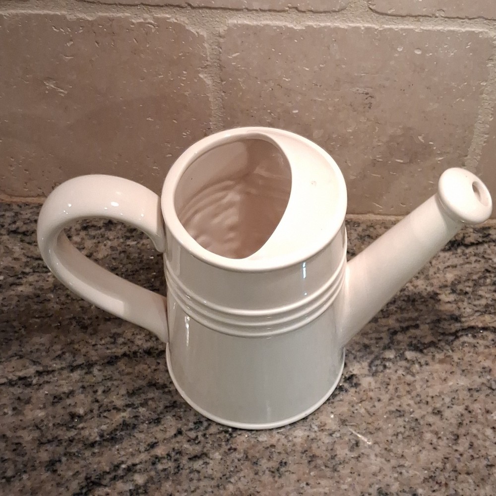 Ceramic Decorative Watering Can Floral Design White Multicolor
