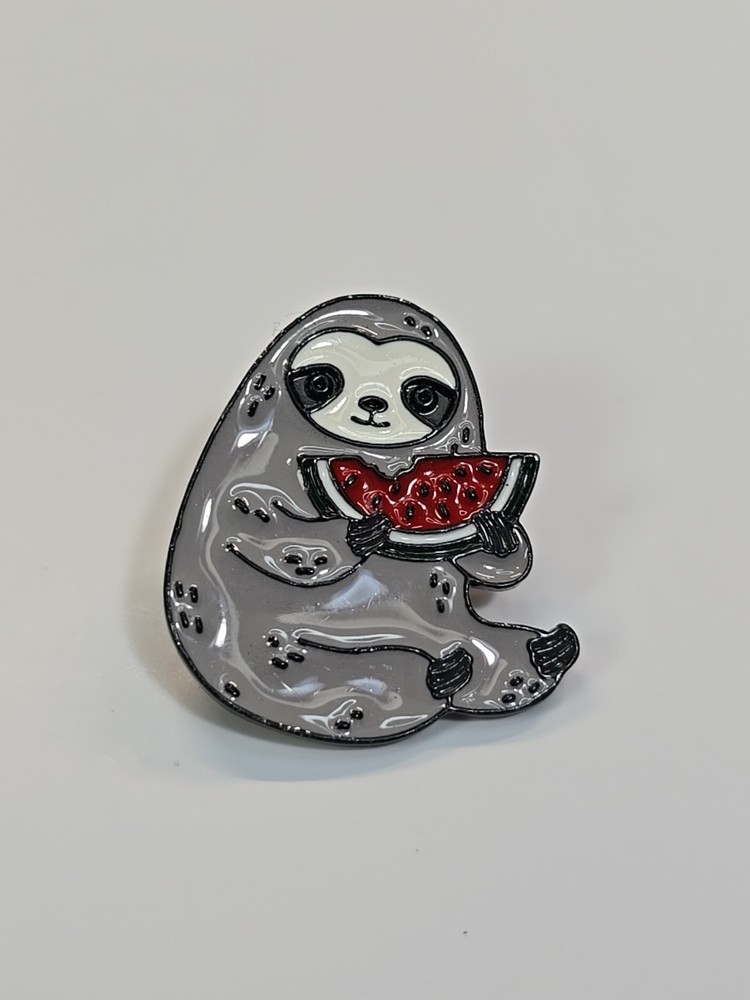 Sloth With A Watermelon Slice Lapel Pin