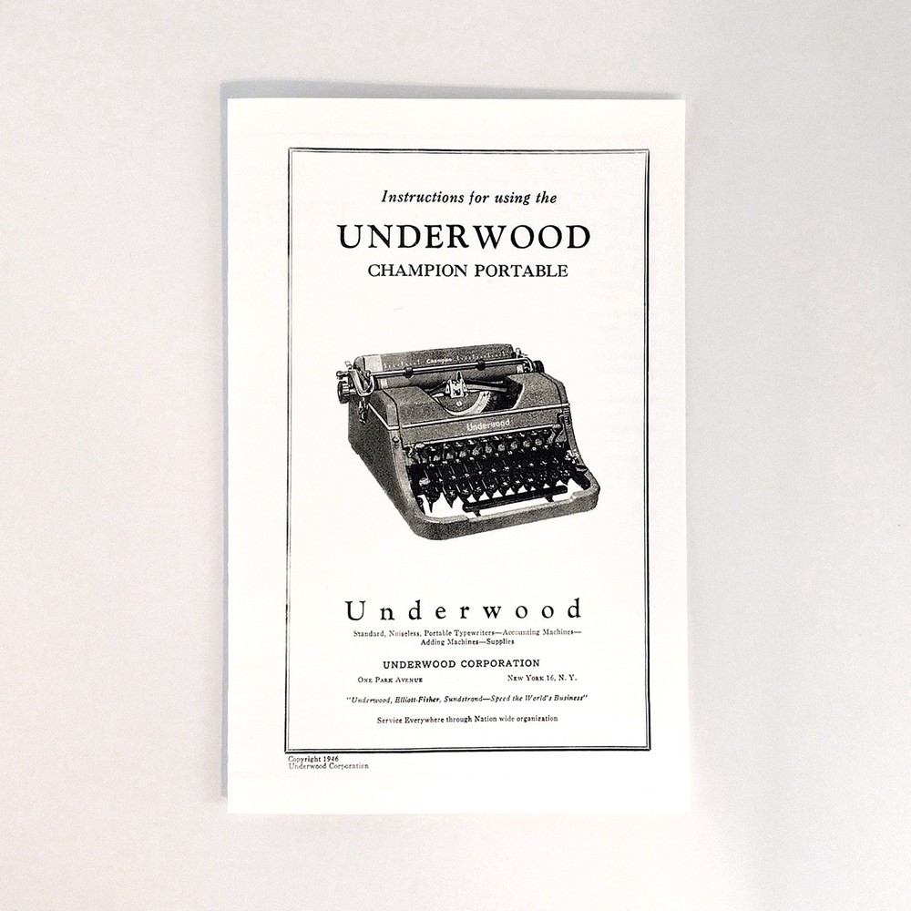Underwood Champion Typewriter User Owner's Manuals Complete 40s Model Documents