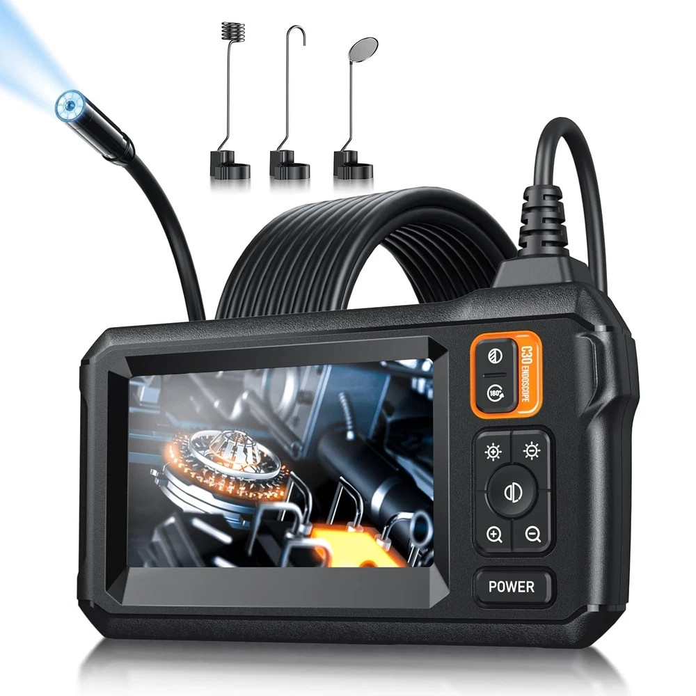 Endoscope Camera with Light, Inspection Borescope Camera with 4.3" IPS Screen...