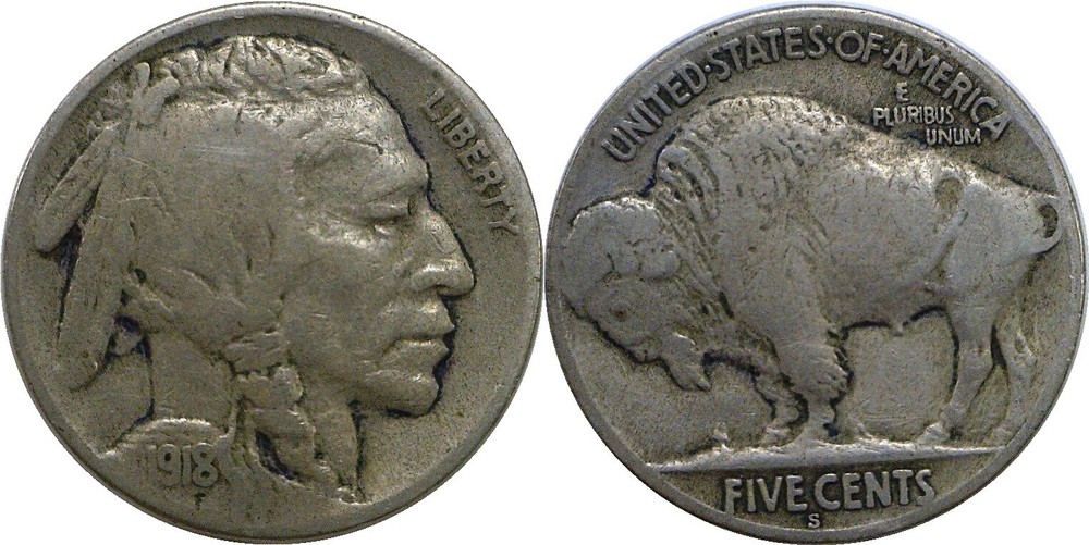 1918-S 5C Buffalo Nickel Fine
