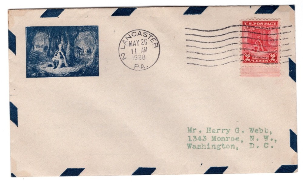 #645 Valley Forge 1928 FDC - Planty #16C A.E. Gorham Lancaster PA
