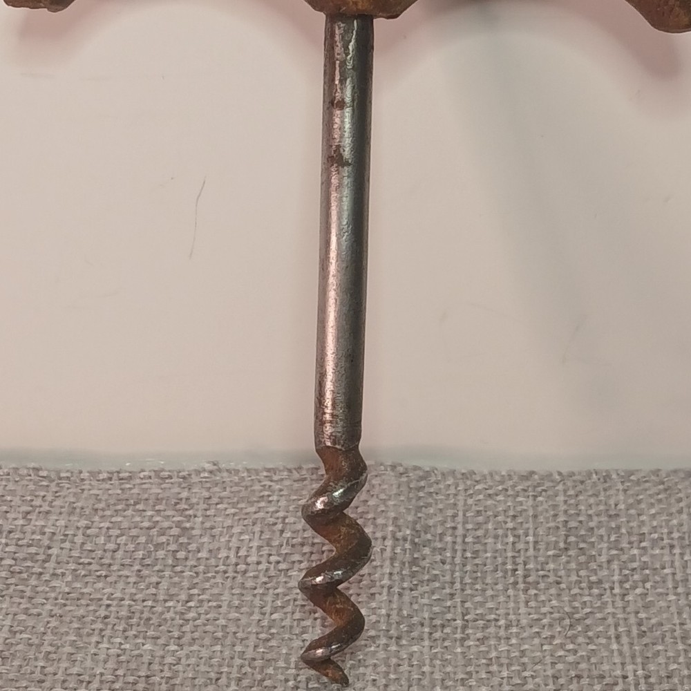 Vintage Antique Corkscrew. Crescent Shaped Wooden Handle