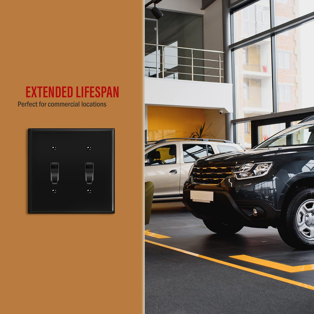 Double Toggle Switch Cover, Two Gang Light Switch Wall Plate, Standard Size 2-Ga