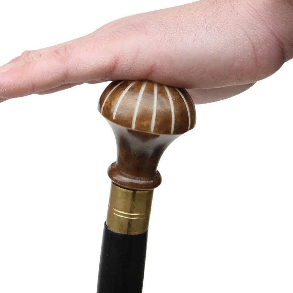 Geometric Illusion Sheesham Wood Walking Cane Staff