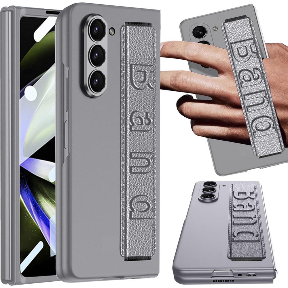 NINKI Galaxy Z Fold 7 Wrist Strap Case Grip Screen Protector Grey