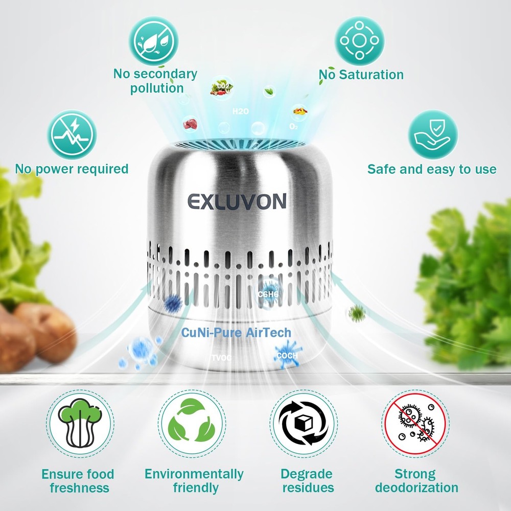Exluvon Refrigerator Deodorizer,Lasts for 10 Years,Fridge Deodorizer Kitchen ...