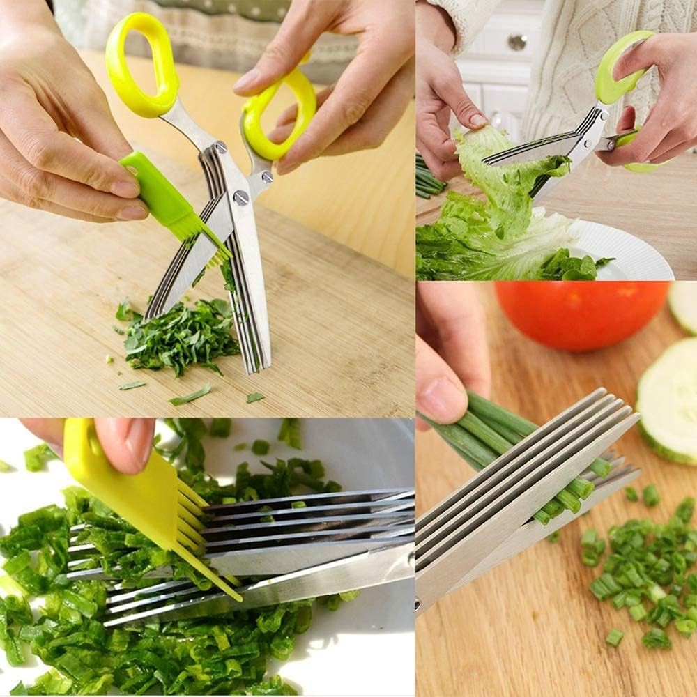 Stainless Steel 5 Blade Professional Shredding Scissors Sharp Herb Kitchen Tool