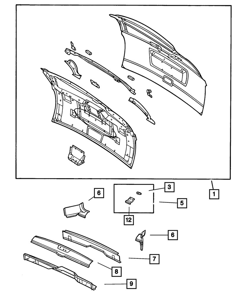 Genuine Mopar Lift-Gate Opening Panel 5020042AA