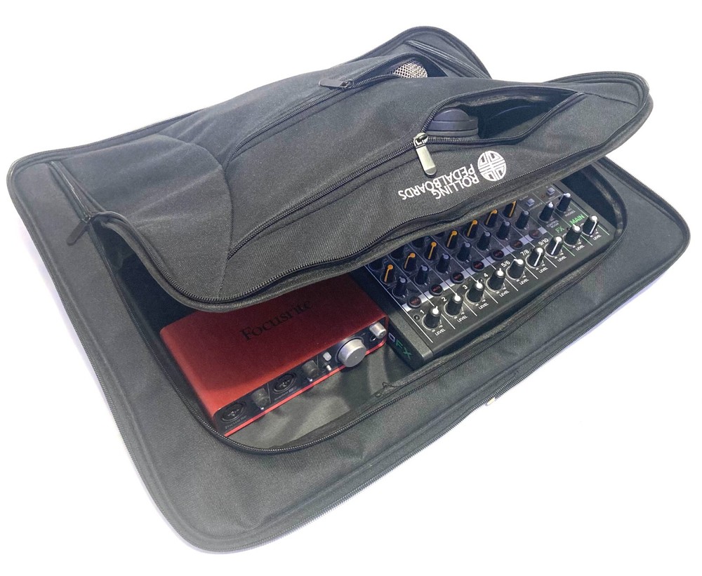 Guitar pedal Board aluminum 22" Rolling Case Pedalboard: Bundle Cables hook loop