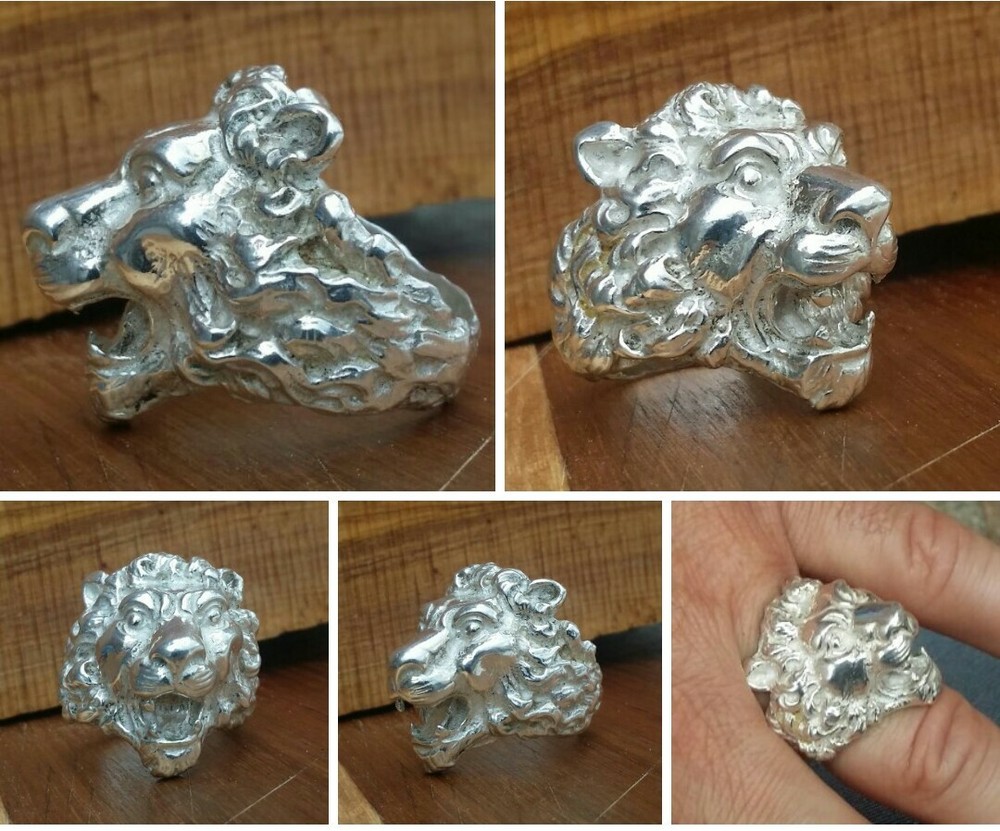 925 MENS SILVER RING SEAL LION SOLID HEAD