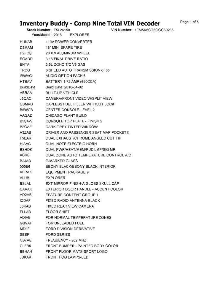 EXPLORER 2016 Transmission Shift 987763