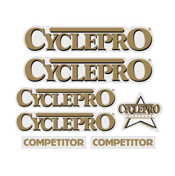 Cycle Pro - Competitor - Gold decal set - old school bmx