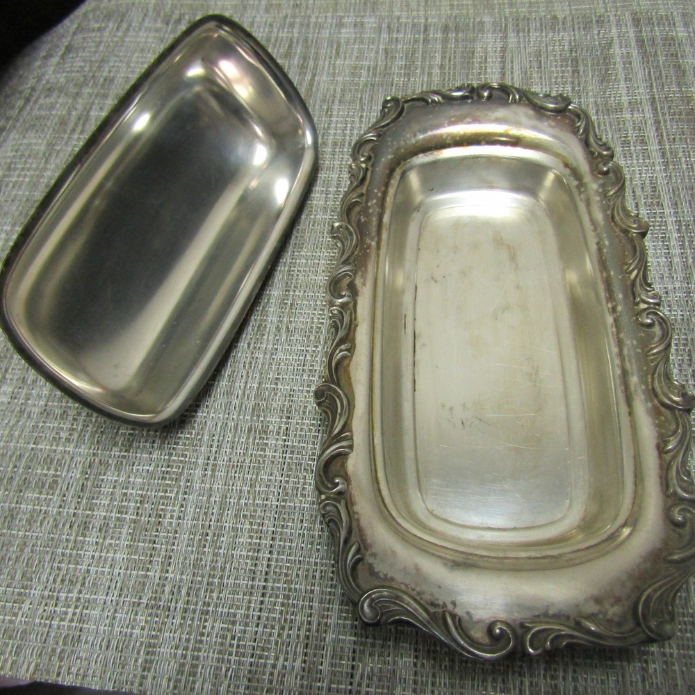 SILVER PLATED BUTTER DISH, 9", PLEASE READ!! A42