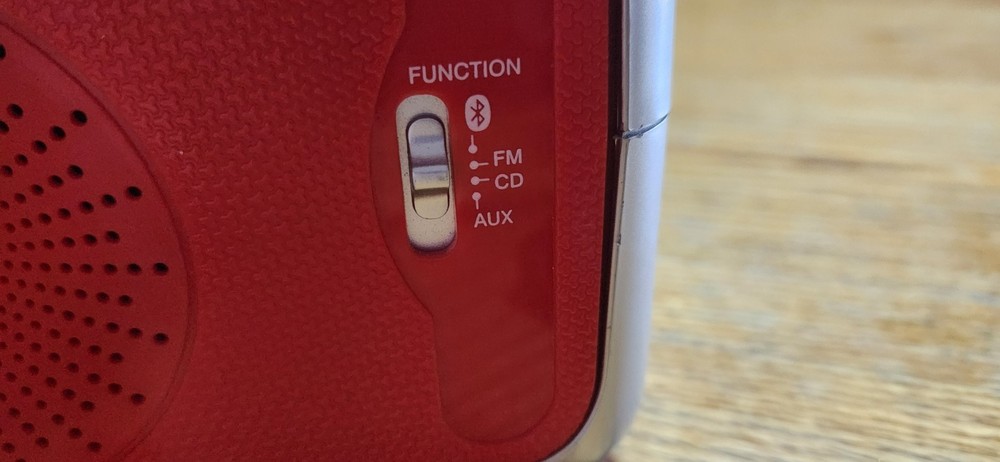 Jensen CD-555 Red CD Bluetooth Boombox Portable Bluetooth Music System