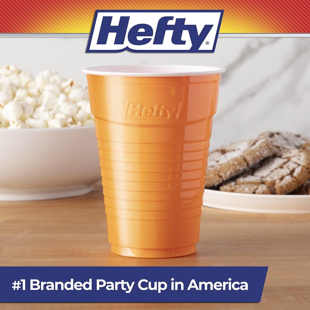 Hefty Party On Disposable Plastic Cups, Assorted, 100 count, Assorted Colors