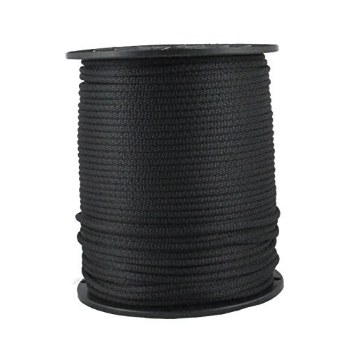 QNR 3/16" Black Polyester Rope, Solid Braid Dacron Utility Rope, 500 ft Spool,