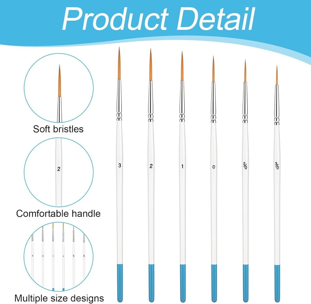 Script Liner Brush, 6 PCS Highly Flexible Paint Brushes Extra Long Orange
