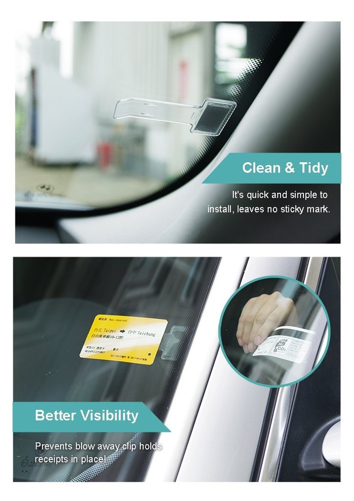 Transparent Car Windshield Parking Ticket Holder Clip 2pcs Auto Accessory