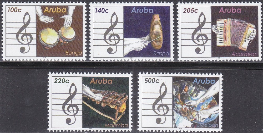 Aruba Issue 2016 (906-910) Music Instruments